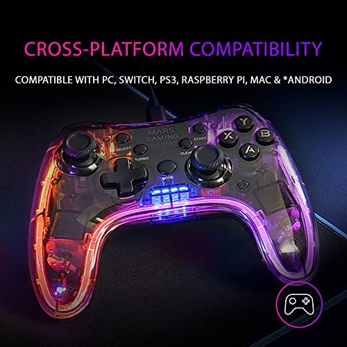 MGPC, Wireless Gamepad 2.4GPRO, Neon RGB, Dual Haptic Vibration, Analog Joysticks, Controller for PC, PS3, Mac, Switch, Switch 2, Raspberry Pi, Android, Trasparente - Controller - Immagine 7