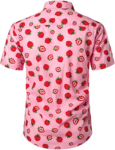 JOGAL Men's Cotton Button Down Short Sleeve Hawaiian Shirt2