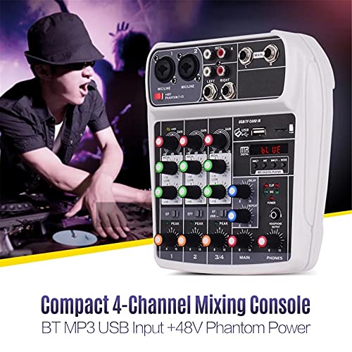 Audio-Mixer SoundCard Mixer Digitale Audio Mixer 4-kanaals BT MP3 USB-ingang + 48V Phantommacht Eenvoudige bewaking en… - Image 4