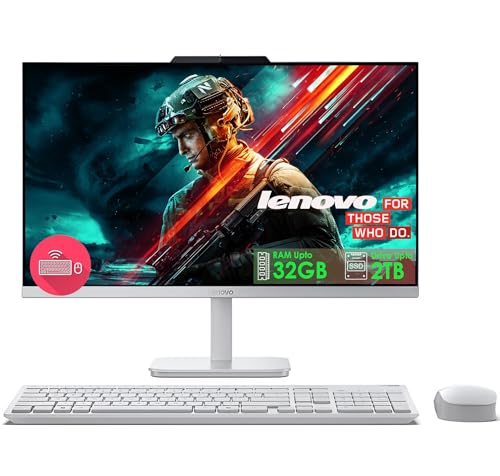 Image of Lenovo All in One Desktop with Intel Ultra-Fast 4-Core CPU| 24 inch Full HD Display| 16GB RAM, 512GB PCIe SSD| Wi-Fi 6| Bluetooth| USB, Ethernet Port| Windows 11 | HDMI Out| Wireless Keyboard & Mouse