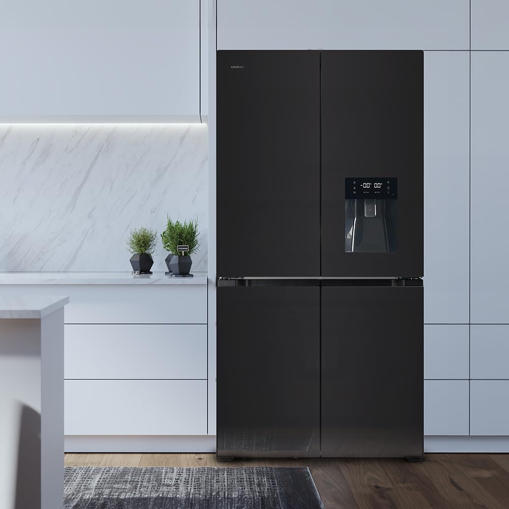 Desconocido Amerykańska lodówka 4 drzwi szklane 564 L Bolero CoolMarket 4D 564 Glass E. 183 cm Wysoki, 91 cm Szerokość, Dozownik wody, Niskie zużycie energii, Silnik falownika Plus, Total NoFrost