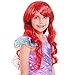 Sirena Peluca Niñas Largo Rizado Roja Peluca Cosplay Peluca con Gorro de...