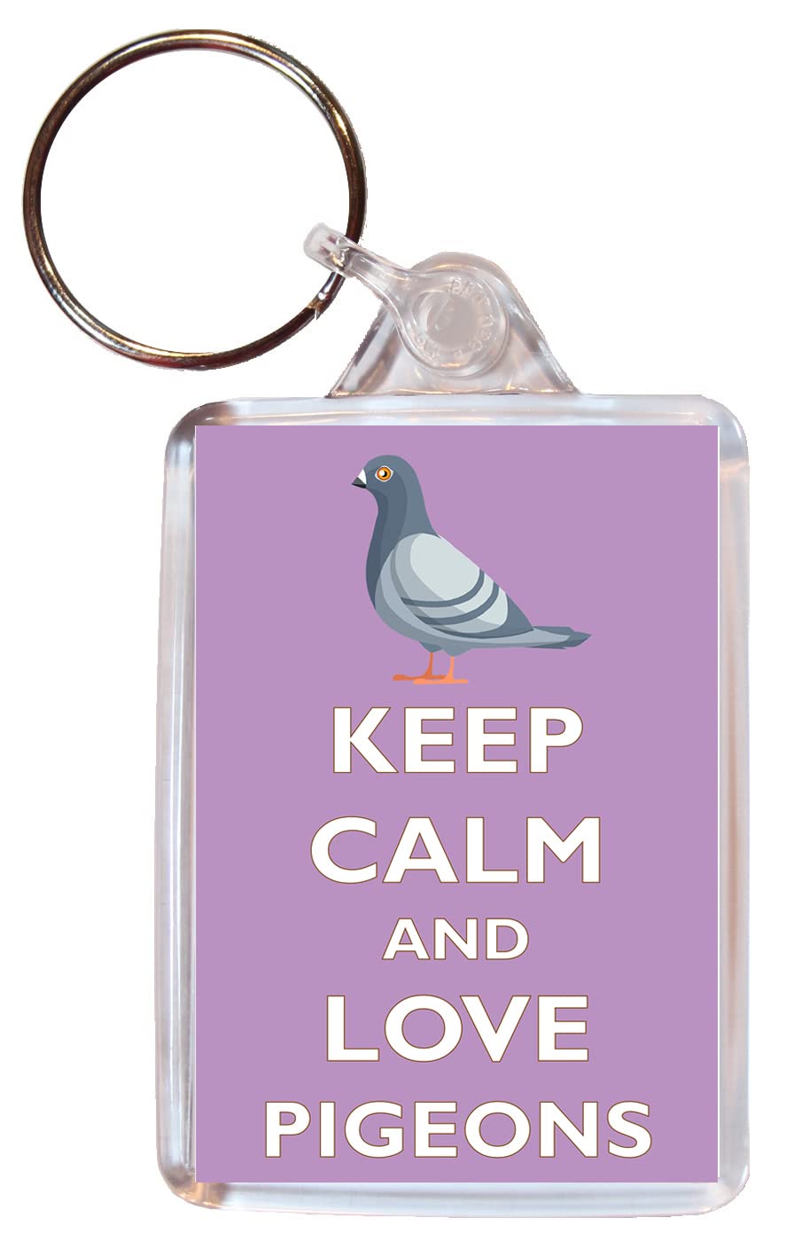 Baked Bean Store Keep Calm and Love Pigeons - Double Sided Keyring BBSKNO99