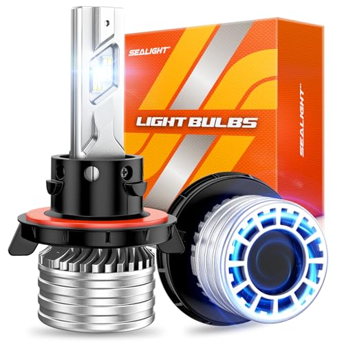 Image of SEALIGHT H13 Bulbs, 120,000LM 14X Brightness, 9008 H13 6500K White, IP68 Waterproof 80000Hrs Lifespan, 5X Heat Dissipation driving, Plug and Play, 2 Pack