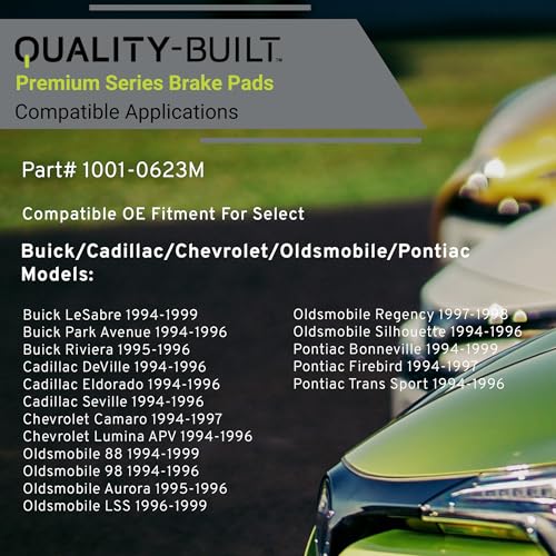 Image of QUALITY-BUILT Front Semi-Metallic Brake Pads, Premium 1001-0623M, Compatible with 1994-1999 Buick /Cadillac /Chevrolet /Oldsmobile /Pontiac (88,98,Aurora,Bonneville,Camaro,DeVille,Eldorado,Firebird)