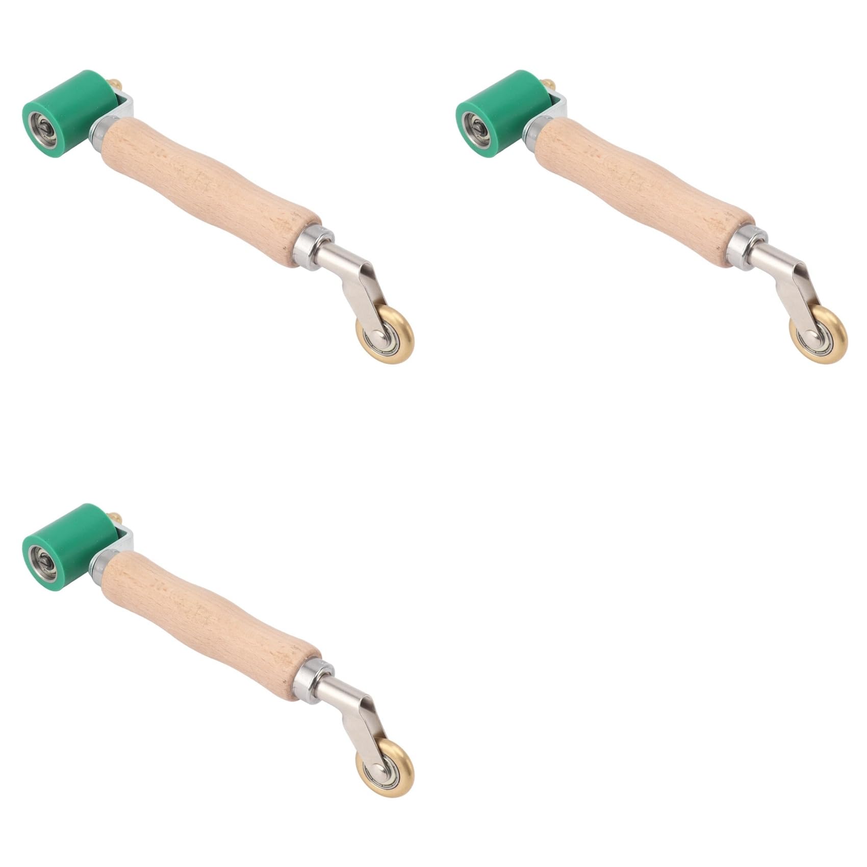 Jnchdghwa Green & Wood Color 3Pcs 40Mm Wallpaper Roller Seam Roller Steel, Wood Handle Silicone Seam Roller Dual Use Brass Wheel For Pvc Welding B