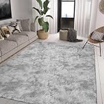 Calore Rugs Living Room Soft Fluffy Rug Bedroom Non-slip Large Modern Shaggy Area Rugs Carpet Floor Mat for Home Decor (Grey White, 120 x 160 cm)