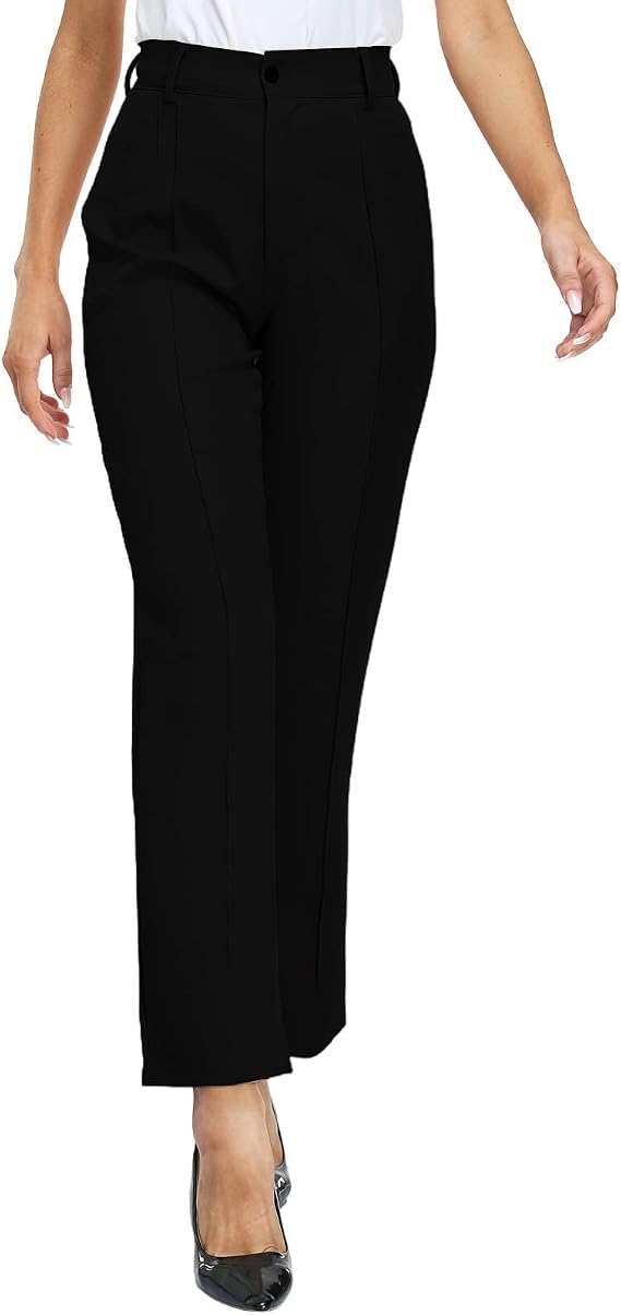Voxshe Pantalones de vestir de cintura alta y pierna ancha para mujer,  pantalones de trabajo y carrera, pantalones de traje suave : Ropa, Zapatos  y Joyería - Amazon.com
