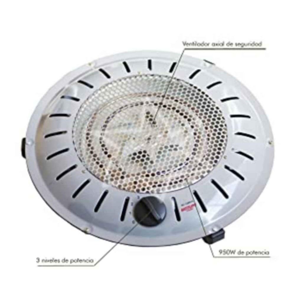 Bastilipo, BET-950, brasero de seguridad anti Incendios, 3 niveles de calor, 450/500/950W, bajo consumo, sistema patentado, 950 W, Otro, 3 Velocidades, Gris