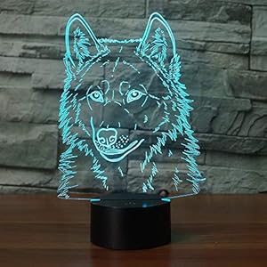 RUMOCOVO® 7 Couleur Lampe De Loup 3D Visuelle LED Lumière De Nuit Pour les Enfants Tactile USB Table Lampe De Couchage Bébé Veilleuse