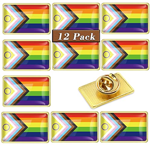 12/24/100/150 Pcs New Intersex Inclusive Progress Pride Pins badge Brooches Rainbow Gay Flag Brooch LGBT Enamel Progressive Lapel Badges Pins Bulk Decoration for Clothes and Bags Gifts (12)