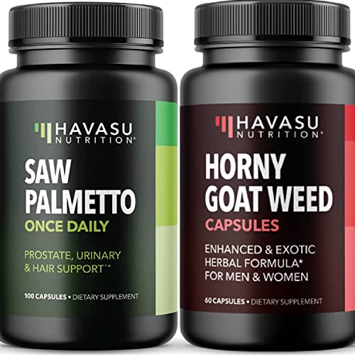 Havasu Nutrition Saw Palmetto Herbal Supplement And Horny Goat Weed Capsules Bundle For Increased Libido And Enhancement With Clinical Ingredients #TOP11
