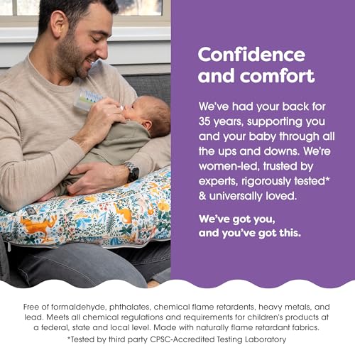 Image of Boppy Uplift Nursing Pillow Cover, Washable Feeding Pillow Cover with Belt | Wedge Bottle & Breastfeeding Pillow, Reduce Spit-Up, Reflux Symptoms, Baby Safety Alliance Verified - Colorful Forest Animals