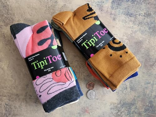 Image of Tipi Toe Women's Fun Patterned Dress Socks, 12-Pack Lightweight Colorful Crew Socks, Casual Novelty Assorted Designs