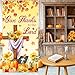 Fall Thanksgiving Door Cover Banner Autumn Thanksgiving Christian Jesus Door Banner Decoration Maple Leaves Pumpkin Sunflowers Bible Cross Religious Give Thanks to The Lord Banner for Fall Party Decor
