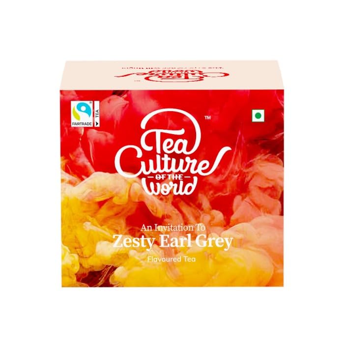 Tea Culture of The World Zesty Earl Grey Tea | Fine Black Tea with Natural Bergamot for Healthy Teeth & Stress Burst | Citrusy and Refreshing | Brewed Hot or Iced Tea | Teabags, 16 Count