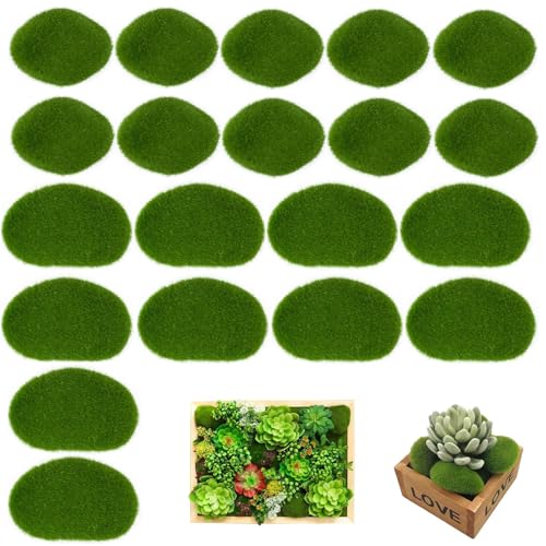 20 Artificial Moss Stones, Decorative Green Moss Balls, Artificial Green Moss Balls for Fish Tanks, Used for Flower Arrangement, Fairy Tale Gardens, terraces