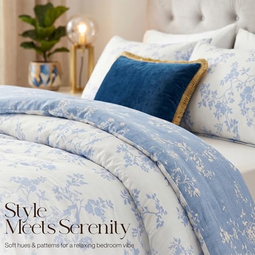 Image of Utopia Bedding 3 Pc Queen Comforter Set, Printed Comforter, Sky Petal | Comforter Set Includes Comforter (88x88) Inches, 2 Shams (20x26) Inches. Soft Microfiber Down Alternative, Machine Washable.