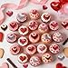 Fyeoxle 56PCS Edible Heart Cupcake Toppers Wafer Paper Red Pink Heart Cupcake Picks Sweet Love Cake Decor for Valentine's Day Theme Party Birthday Decoration Supplies