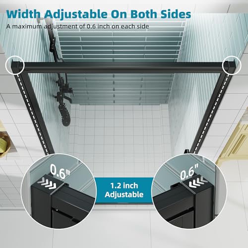 Bathbliss 32 7/8"-34" W x 72" H Pivot Shower Door, 1/4" (6 mm) Clear SGCC Tempered Glass Shower Door, Pivot Swing Shower Glass Door in Matte Black Finish, Reversible Installation — view 3