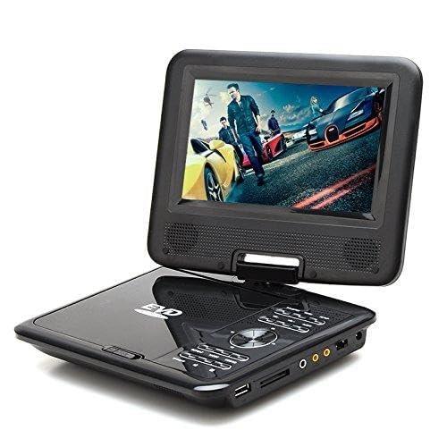 BW Lettore DVD portatile da 7 pollici per bambini, funzione di gioco, radio FM, antenna TV, supporto multiformato, schermo girevole (nero)