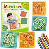 Sensory Activity Board for Kids & Adults:Double-Sided Stress Relif Sensory Board Toys with 40 Strings & Storage Bag | Quiet Fidget Board for ADHD & Autism Boys Girls Ages 3 4 5 6 7 8 9 10（2PCS