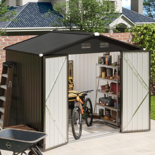 Aoxun 6x4 FT Metal Garden Shed Heavy Duty Outdoor Tool Storage Bike Shed