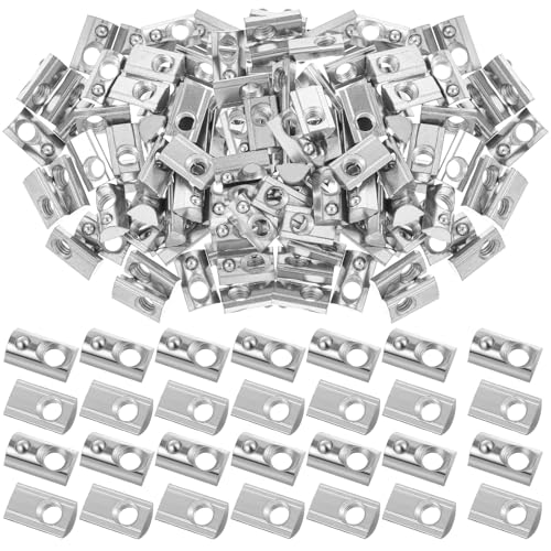 Yaocom 200 Pcs 4040 Series M6 T Nuts Half Roll in Spring Silver Thread Spring Carbon Steel European Standard T Nut for Aluminum Extrusion Profile