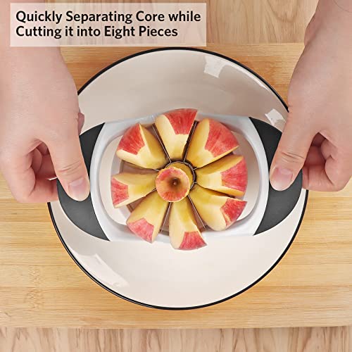 Foto von Asdirne Apfelschneider & Entkerner Set, Apfelschneider und Obstschneider mit scharfen Edelstahlklingen und ergonomischen rutschfesten Griffen, ideal zum Schneiden einer Vielzahl von Früchten, Schwarz