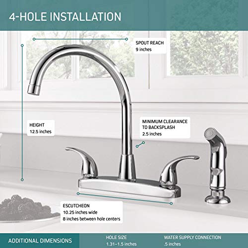 Peerless Tunbridge 2-Handle Kitchen Sink Faucet with Side Sprayer, Chrome P299578LF