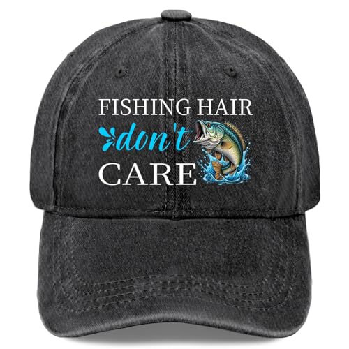 Gorra de algodón ajustable para pesca unisex negra miniatura 1