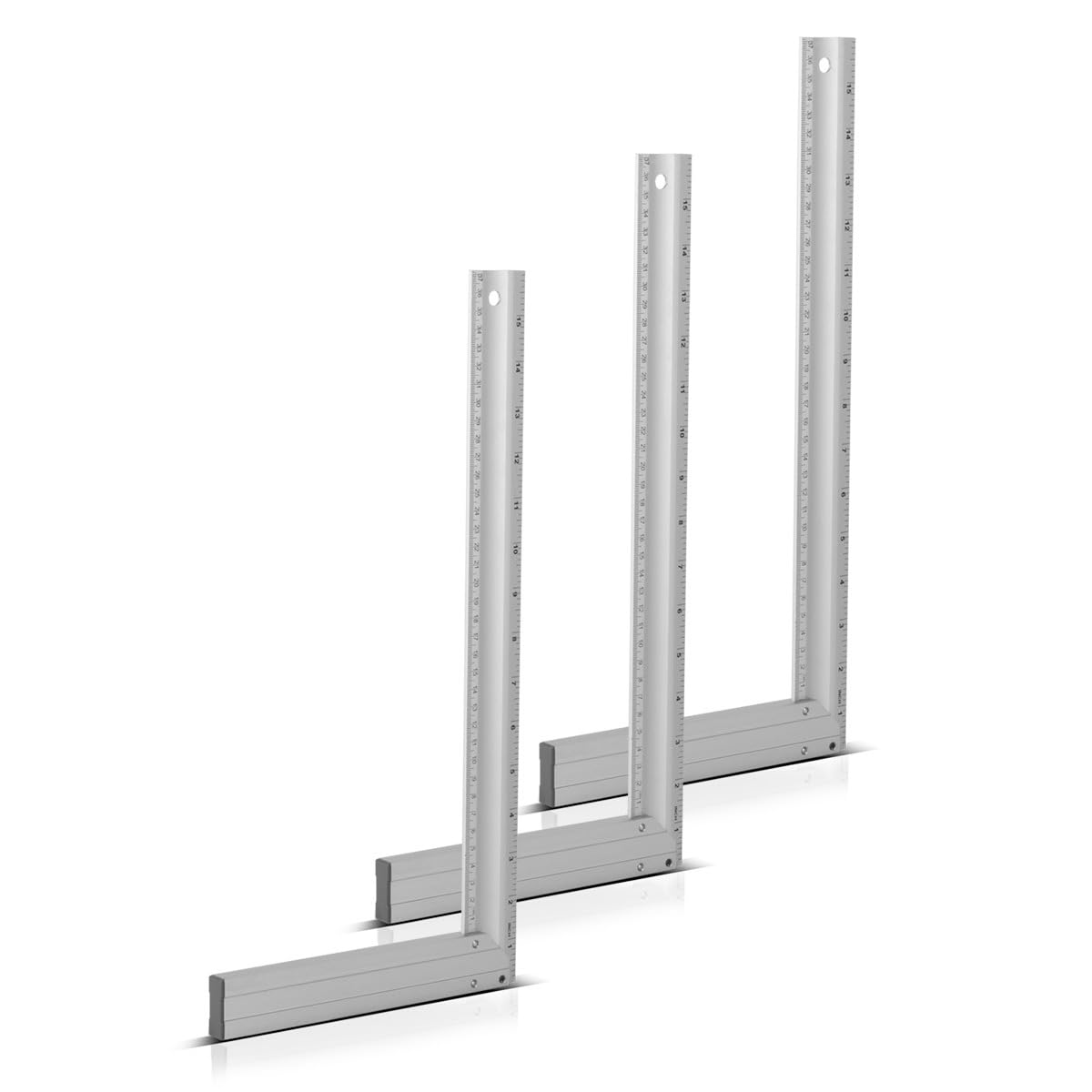 STAHLWERK Aluminium-Anschlagwinkel 3er Set 400 mm – Präzisionswinkel mit Zentimeter- und Zoll-Skala