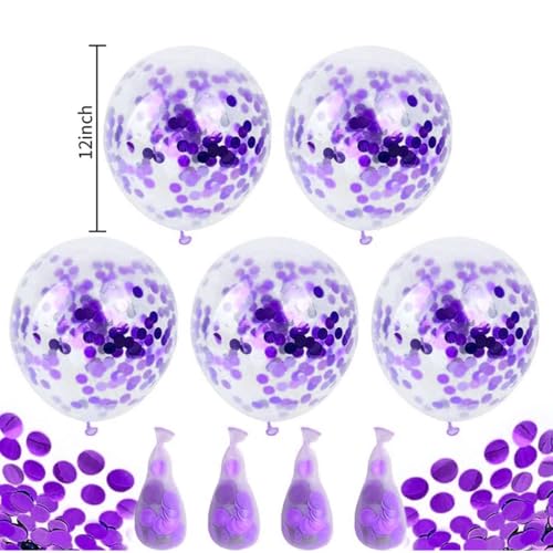 Image of AMFIN (Pack of 50) Confetti Balloons with Matching Ribbion, Party Decoration Items - Purple