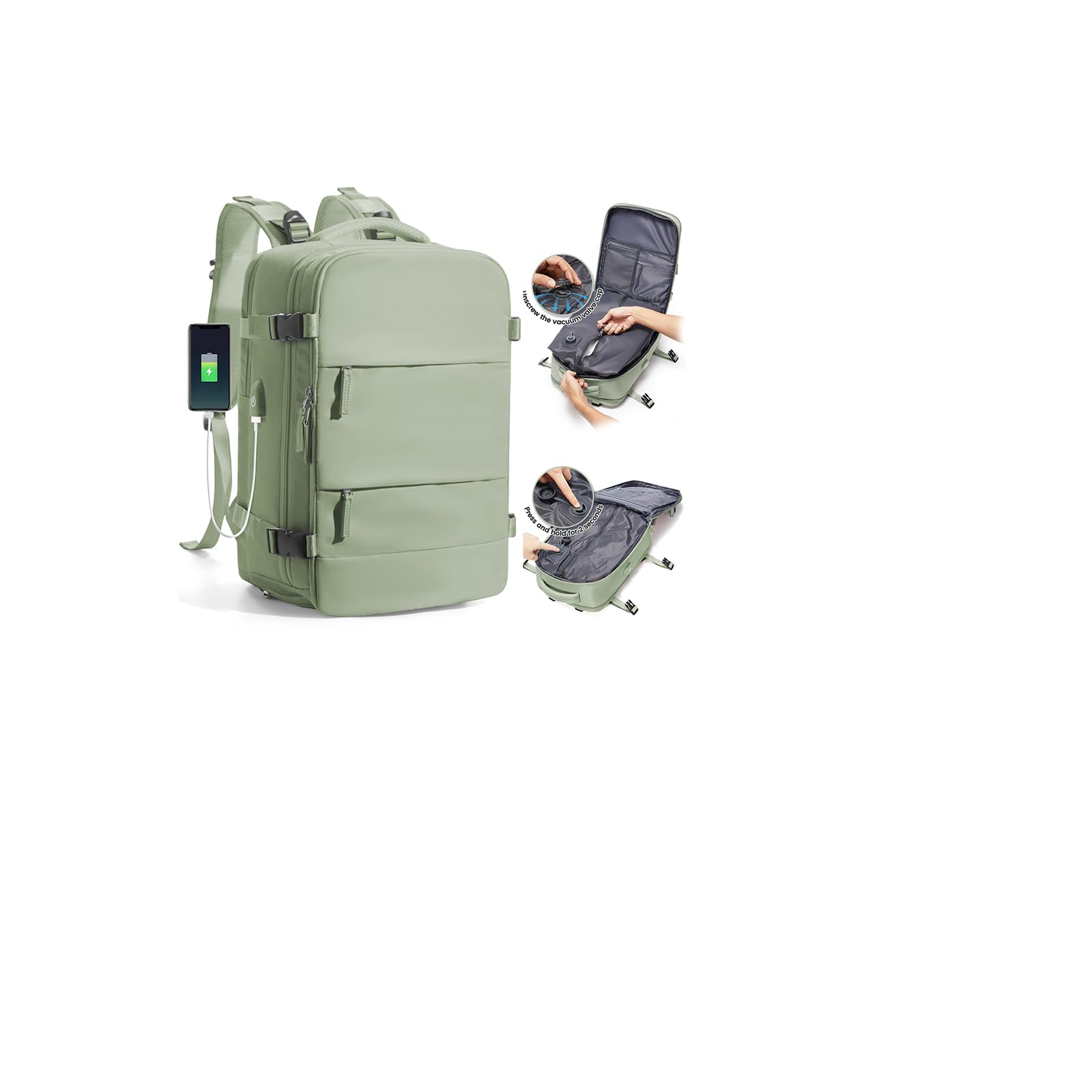 SZLX Zaino Sottovuoto da Cabina da Donna, Zaino con Airbag a Compressione con Bottone a Pressione, Zaino da Viaggio Sottovuoto Ryanair con Pompa, Valigia Sottovuoto Impermeabile da Uomo