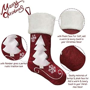 Christmas Stockings, 2 Pcs 18 inches Christmas Stockings, Burlap with Large Plush Cuff Stockings, for Family Holiday Xmas Party Decorations Christmas Stockings 2 Pcs 18 inches Christmas Stockings Burlap with Large Plush Cuff Stockings for Family Holiday Xmas Party Decorations