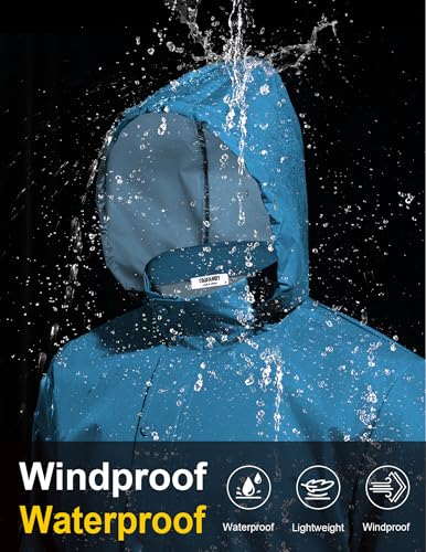 Image of COOFANDY Men's Rain Jacket Waterproof Packable Raincoat Lightweight Rain Shell Hood Travel Golf Hiking Cycling Zip Pockets