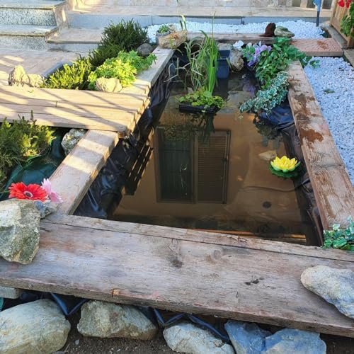 Bâche Pour Bassin - 6 X 6 M, Robuste Noire Bâche De Bassin En PVC, Bâche Liner Pour Bassin Flexible Durable Préformée Pour Bassin à Poisson Cascade De Jardin, Fontaines, Jardins D'eau