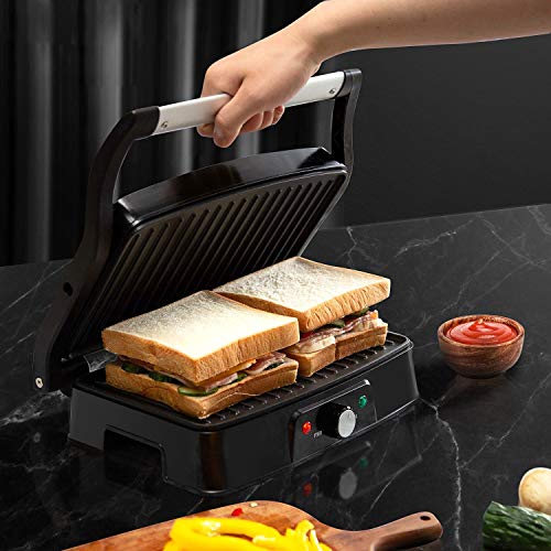 Electric Panini Press Indoor Grill Sandwich Maker, Aigostar 1500 Watts