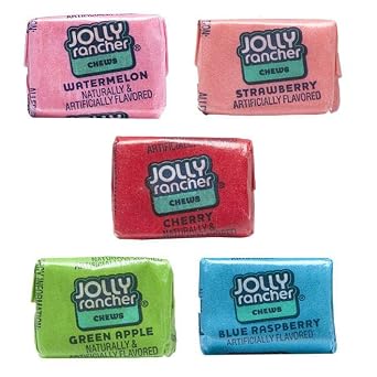 Jolly Rancher Chews - 2 lb Bag Bulk Candy, Individually Wrapped 5 Flavor - Queen Jax Assortment