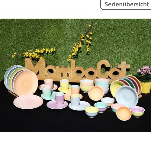 MamboCat Pastello12tlg Tafelservice I buntes Steingut-Geschirr mit Pastell-Farben für 6 Personen I 6X Speiseteller & 6X Suppenteller für Frühstück, Mittag & Abendbrot