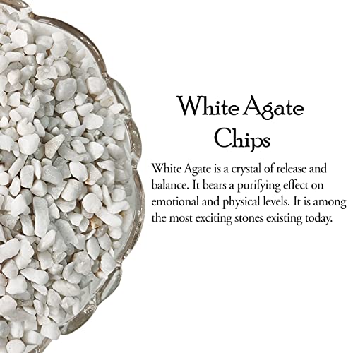 Image of Reiki Crystal White Agate Chips Stone for Vastu Natural White Agate Crystal Chips for Aquarium Home Decor Garden Table Decor Stones Pebble Reiki Gemstones 1 Kg