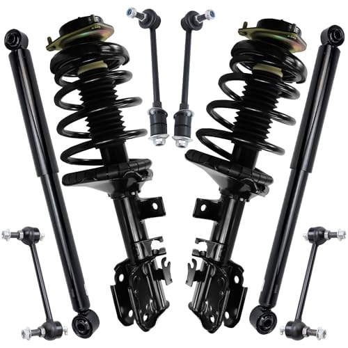 Image of Detroit Axle - 8pc Struts Shocks Suspension Kit for 2002 2003 2004 Nissan Pathfinder INFINITI QX4, 2 Front Struts with Coil Spring 2 Rear Shock Absorbers 4 Front Rear Sway Bar End Links Replacement