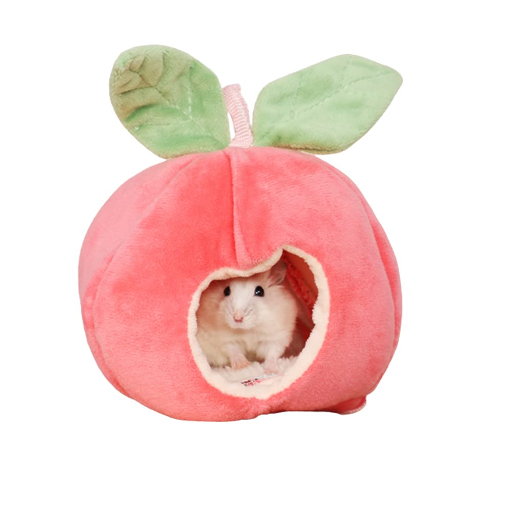 auxlihi,Cama colgante para mascotas, cama colgante para hámster para mascotas, cama para casa o hamster, linda cama de forro polar cálido, hámster, animales pequeños (manzana rosa)