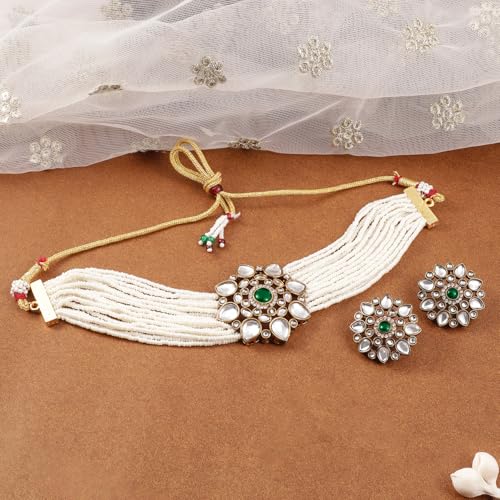 Image of Rubans Choker Necklace Set Traditional Stylish Jewellery Gift for Women & Girls