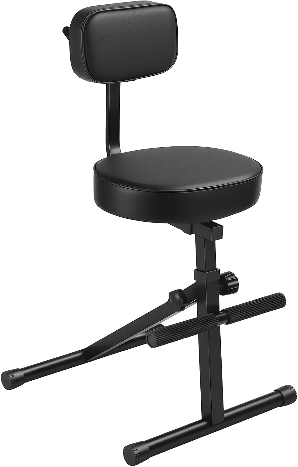 Adjustable Guitar Stool with Backrest & Footrest - Foldable Padded Seat with Built-in Holder for Playing Electric Guit ar, Bass, Violin, Piano | Portable for Practice, Studio & Live Perform