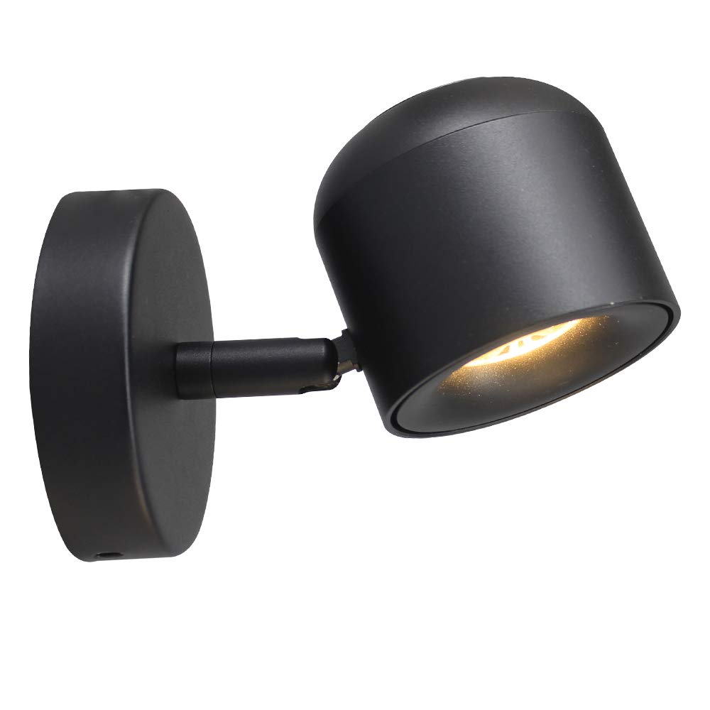 Aisilan Modern Adjustable Plug in Wall Sconce Bedside Wall lamp Fixture Black LED Warm White Ceiling Spot Accent Light for Bedroom Corridor Gallery and Living Room Wall Sconce BD22B7W3000K
