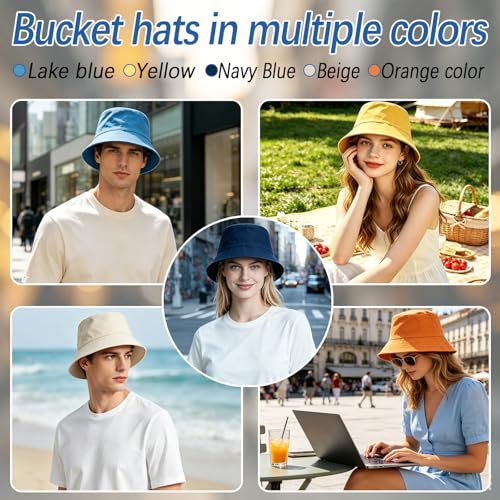 Image of Bucket Hats Bulk Solid Color DIY Blank Hat Bucket Hats for Men, Women and Adults