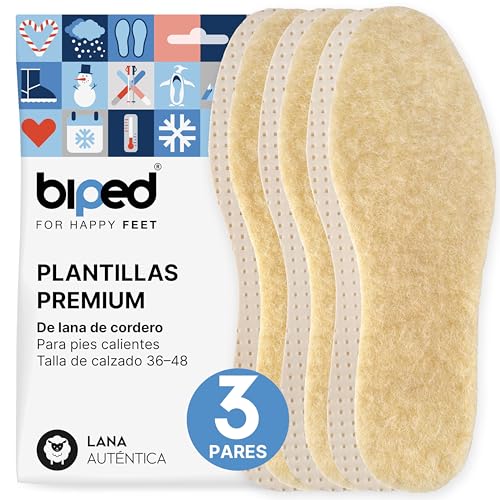 biped 3 pares de plantillas de invierno con lana de cordero - Plantillas calientes para zapatos - Plantillas de zapatos extra suaves para hombres y mujeres z2389(40)