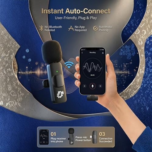 Image of GADGETSWEAR Dual Wireless K8 Lavalier Microphone Plug and Use for YouTube Recording Video, Collar Bluetooth Mic for Vlogging, Portable & Compatible Android, iPhone (K8 Furry)