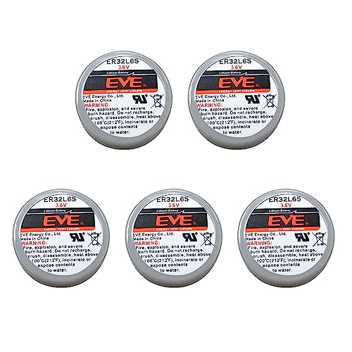 MEELER 5 Pcs ER32L65 3.6V 1000mAh Lithium Battery with Nickel Pins for Smoke Alarms Carbon Monoxide Detectors Intrusion Sensors and So On